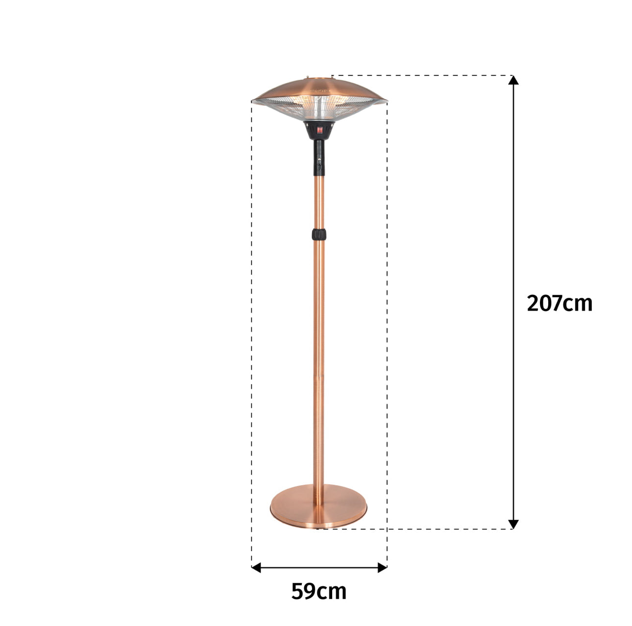 La Hacienda Outdoor Adjustable Copper Standing Heater Copper