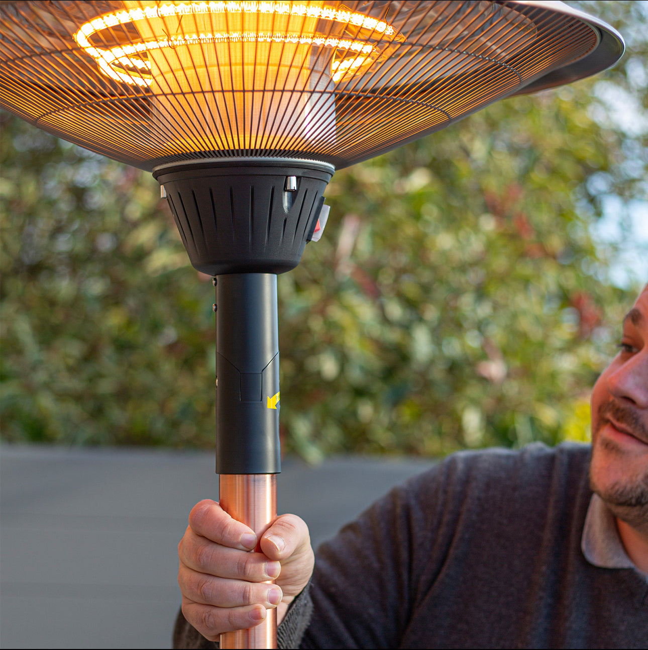 La Hacienda Outdoor Adjustable Copper Standing Heater Copper