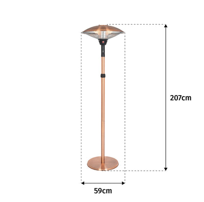 La Hacienda Outdoor Adjustable Copper Standing Heater Copper
