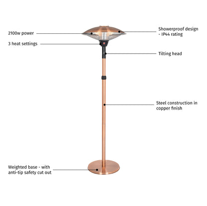 La Hacienda Outdoor Adjustable Copper Standing Heater Copper