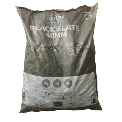 Stylish Stone Black Slate Chippings – 40mm 20kg Bag