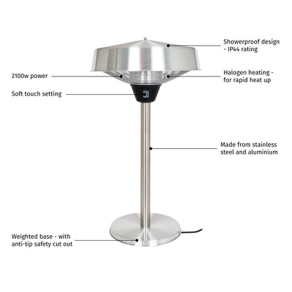 La Hacienda Tabletop Halogen Silver Electric Heater