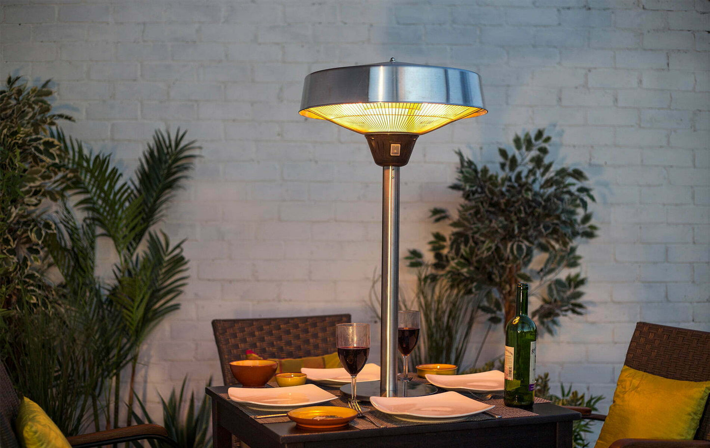 La Hacienda Tabletop Halogen Silver Electric Heater